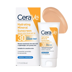 Cerave Hydrating Mineral Sunscreen SPF 30 Face Sheer Tint 50ml