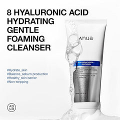ANUA Hydrating Gentle Foaming Cleanser, Hyaluronic Acid, Glycerin, Zinc, Panthenol, Korean Face Wash