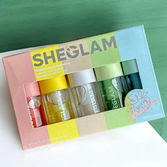 SHEGLAM Jelly Wow Hydrating Non-Sticky Lip Oil Moisturizing Plumping Lip Gloss (Pack of 5 )